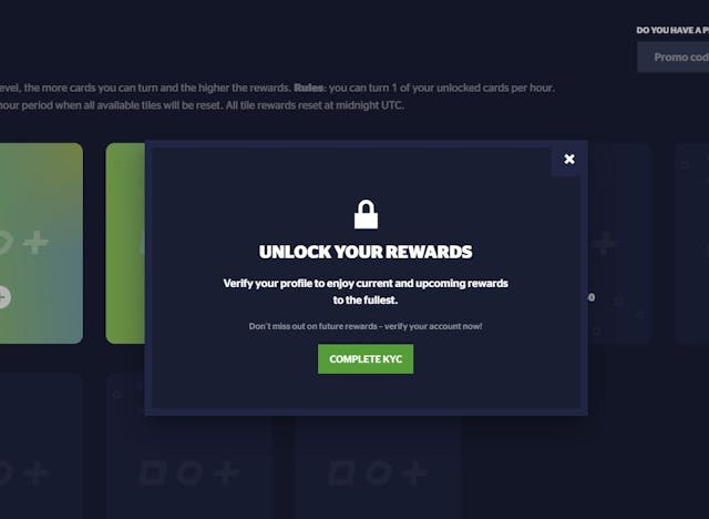 CSGORoll sister site, HypeDrop, requiring KYC to unlock daily rewards.