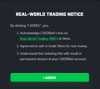 CSGORoll implementing a policy to ban users that trade their withdrawals from the platform